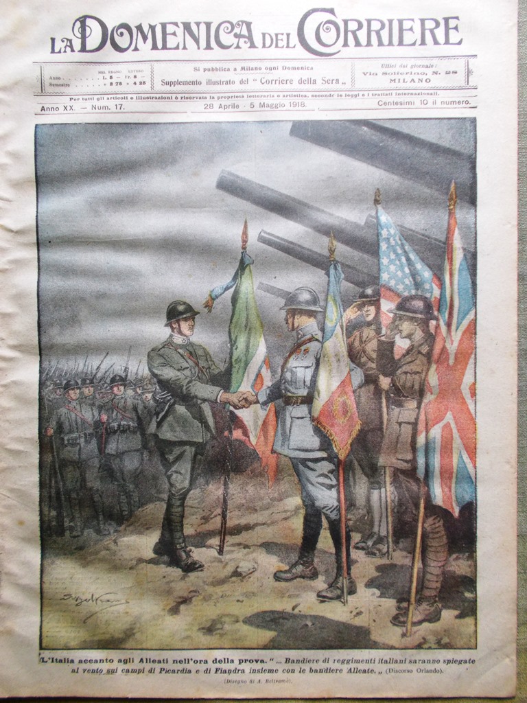 La Domenica del Corriere 28 Aprile 1918 WW1 Pensuti Battaglia …