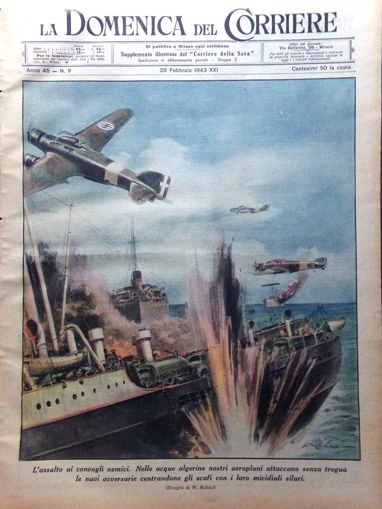 La Domenica del Corriere 28 Febbraio 1943 WW2 Vitamine Donne …