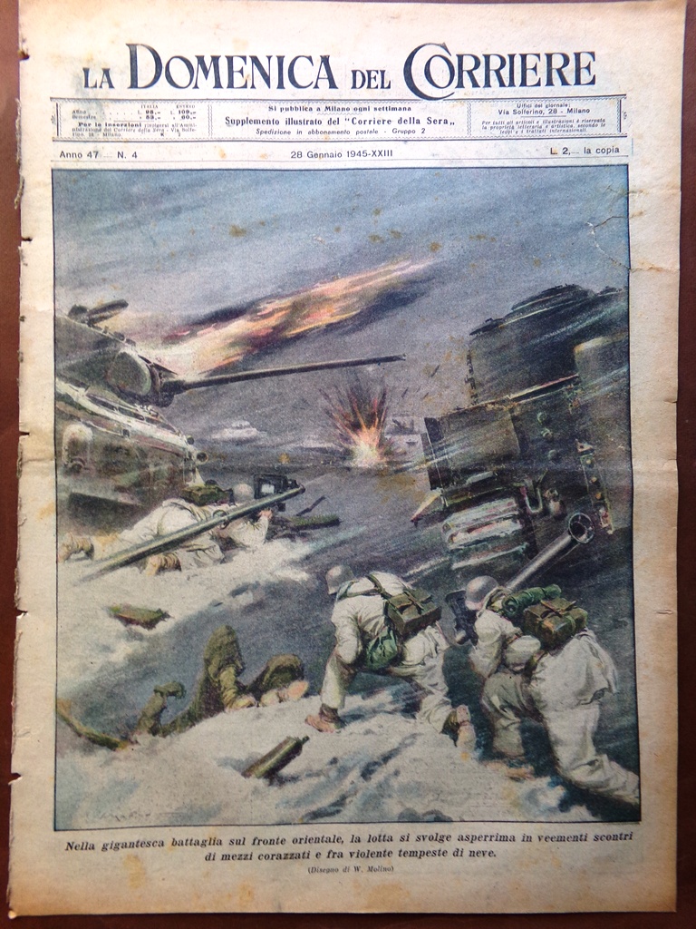 La Domenica del Corriere 28 Gennaio 1945 WW2 Battaglia Manica …
