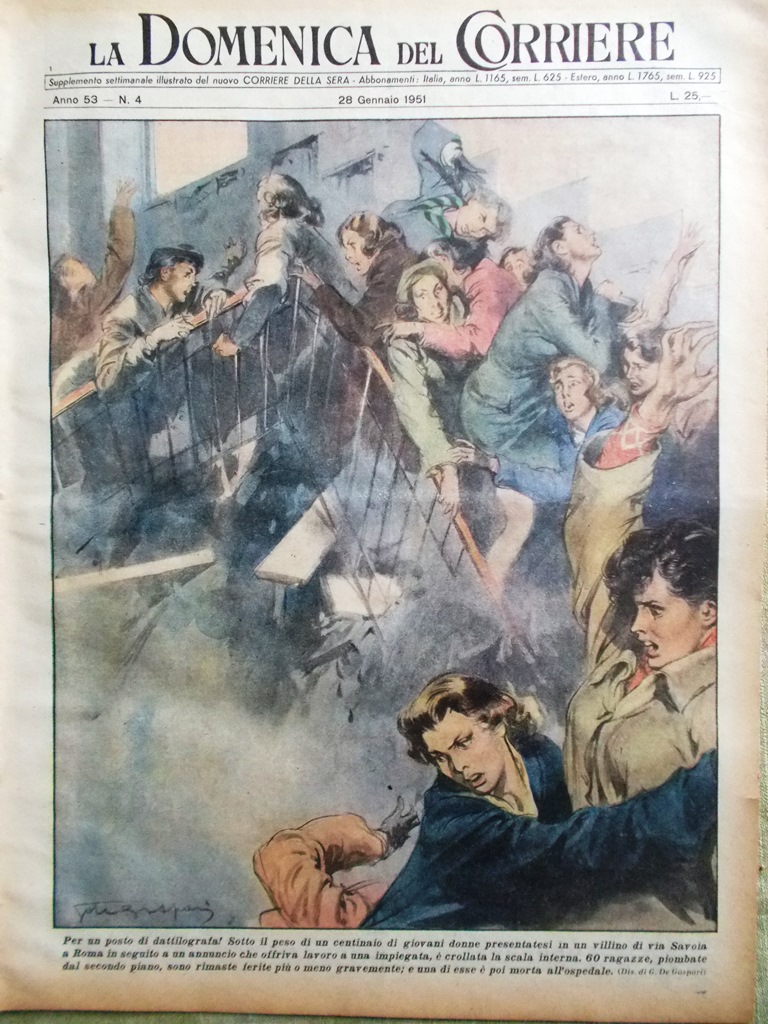La Domenica del Corriere 28 Gennaio 1951 Viola Prateria Gufi …