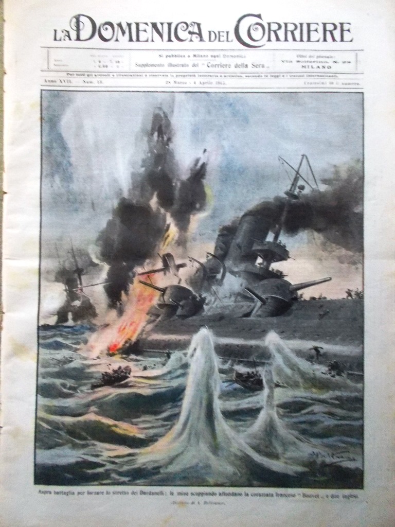 La Domenica del Corriere 28 Marzo 1915 WW1 Porto Genova …