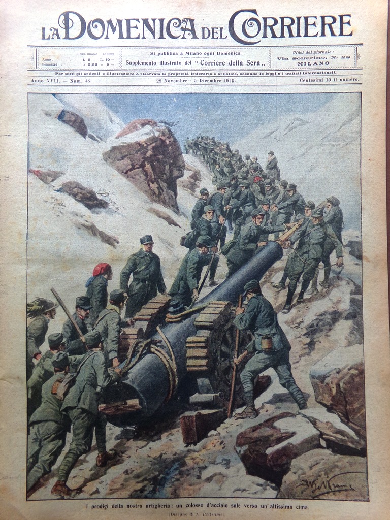 La Domenica del Corriere 28 Novembre 1915 WW1 Razzi Trincee …