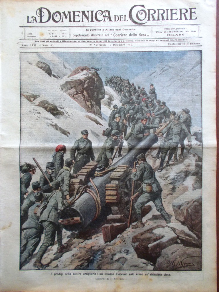 La Domenica del Corriere 28 Novembre 1915 WW1 Razzi Trincee …