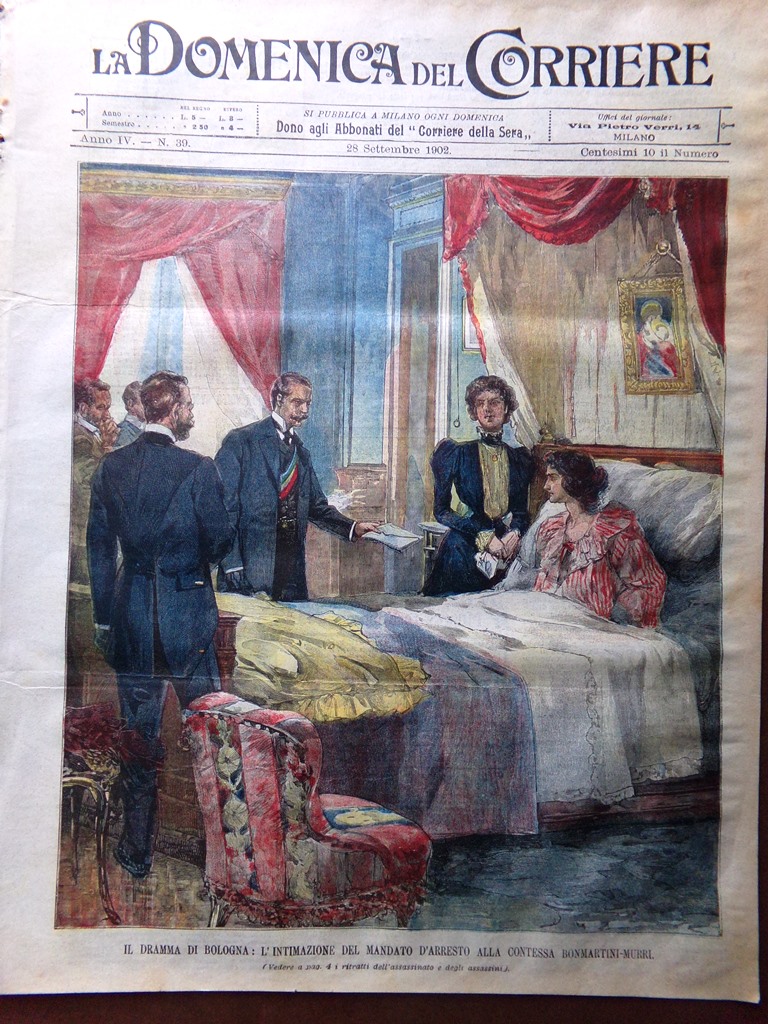 La Domenica del Corriere 28 Settembre 1902 Delitto Murri Guerra …