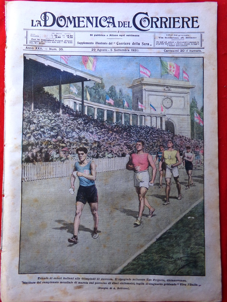 La Domenica del Corriere 29 Agosto 1920 Olimpiadi Anversa Frigerio …