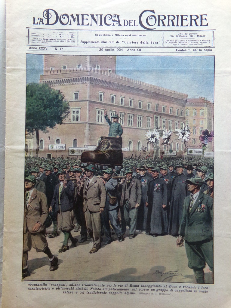 La Domenica del Corriere 29 Aprile 1934 Alpini Bologna Firenze …