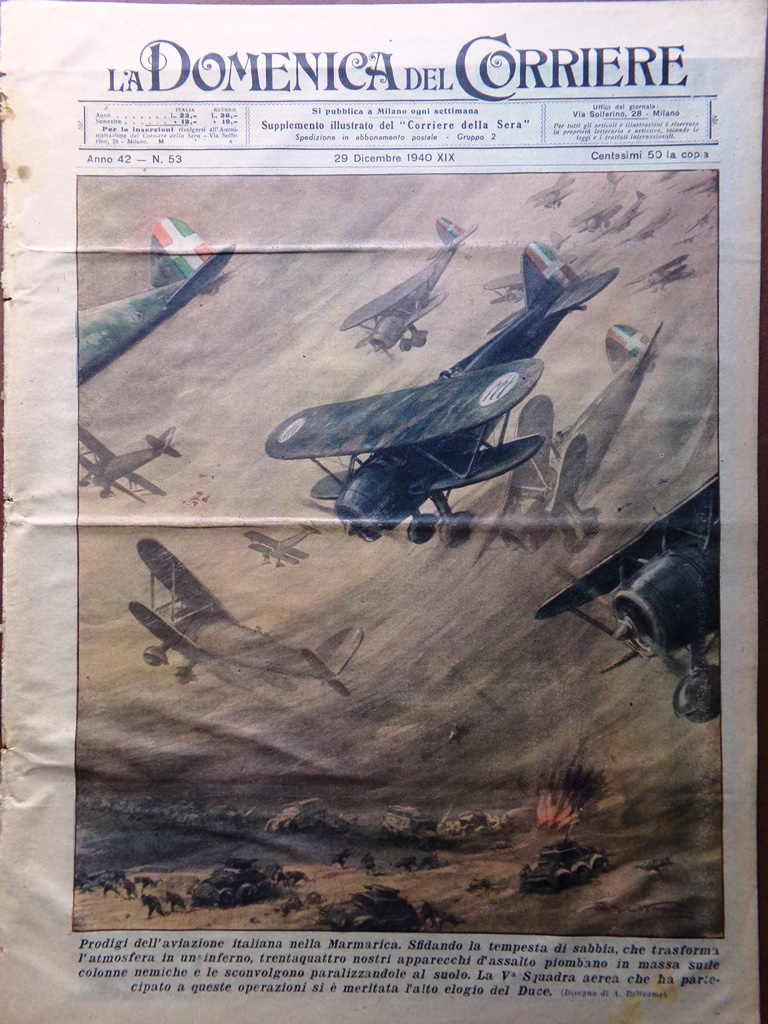 La Domenica del Corriere 29 Dicembre 1940 WW2 Duce Cometa …