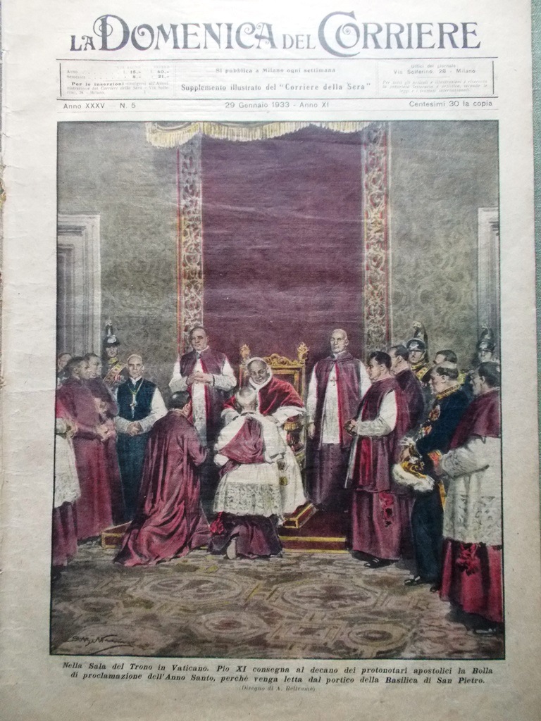 La Domenica del Corriere 29 Gennaio 1933 Marenco Tumulti in …