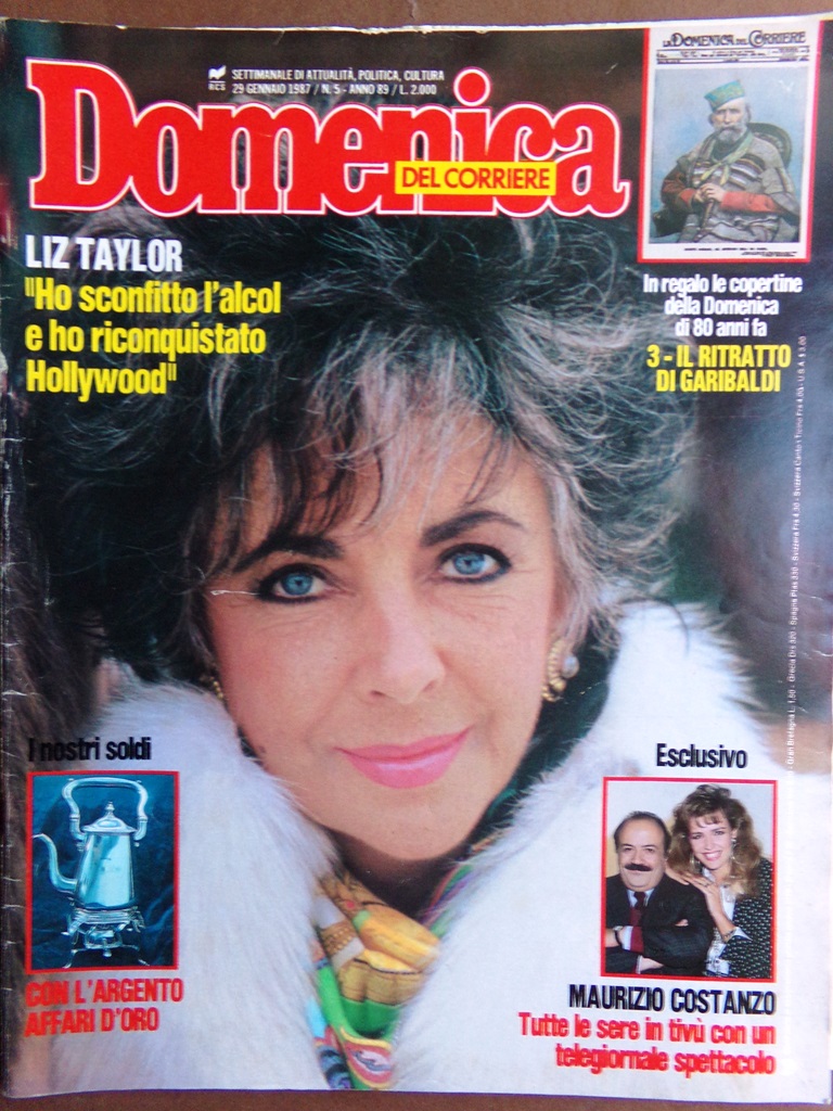 La Domenica del Corriere 29 Gennaio 1987 Guttuso Liz Taylor …