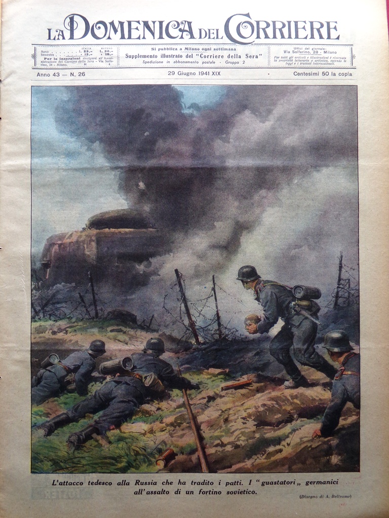 La Domenica del Corriere 29 Giugno 1941 WW2 Attacco Germania …