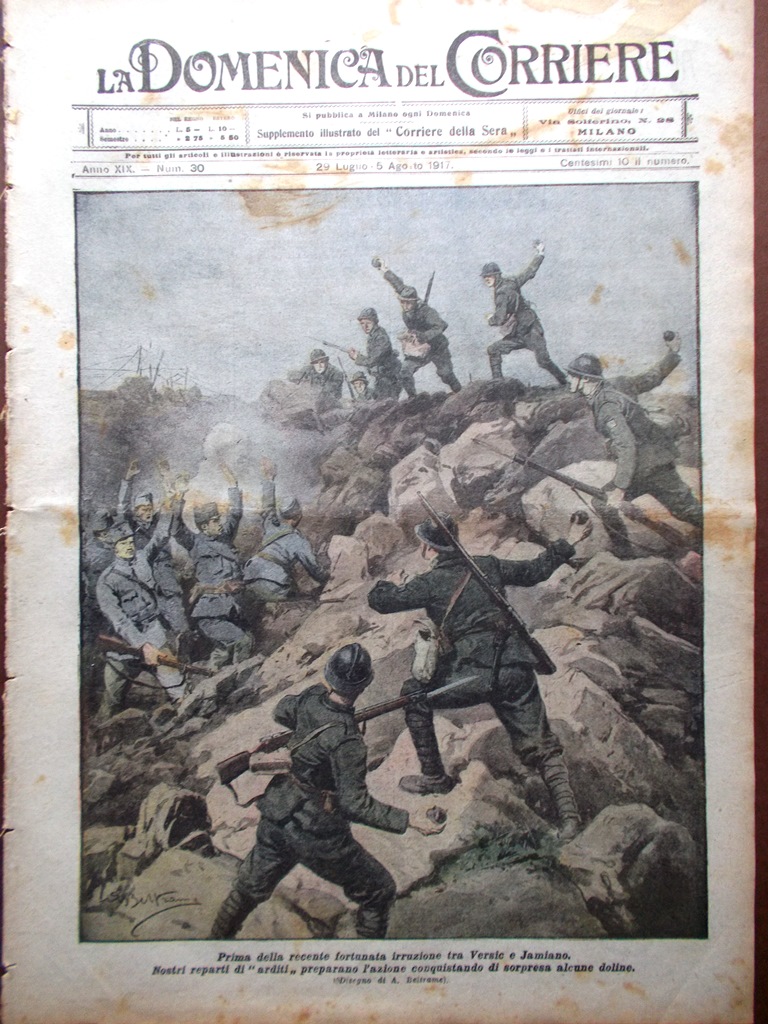 La Domenica del Corriere 29 Luglio 1917 WW1 Corno Cavento …