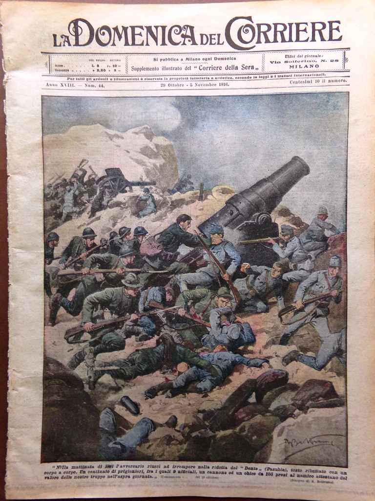 La Domenica del Corriere 29 Ottobre 1916 WW1 Somme Asiago …