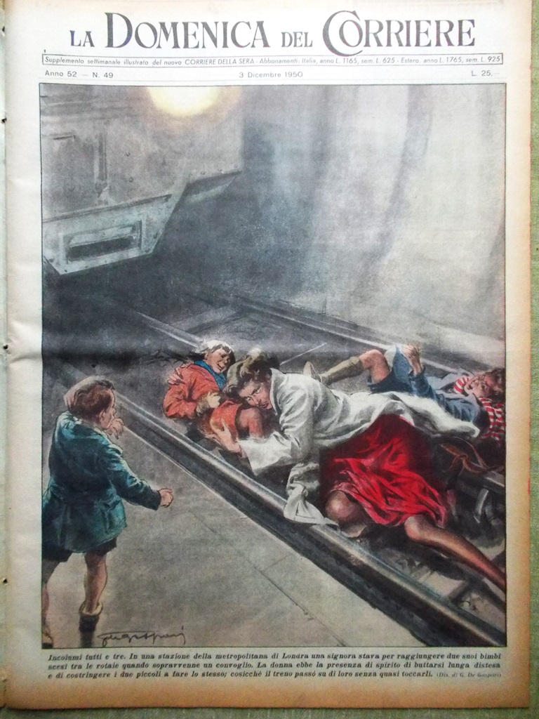 La Domenica del Corriere 3 Dicembre 1950 De Filippo Attentati …