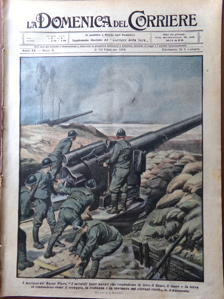 La Domenica del Corriere 3 Febbraio 1918 WW1 Goeben Taylorismo …