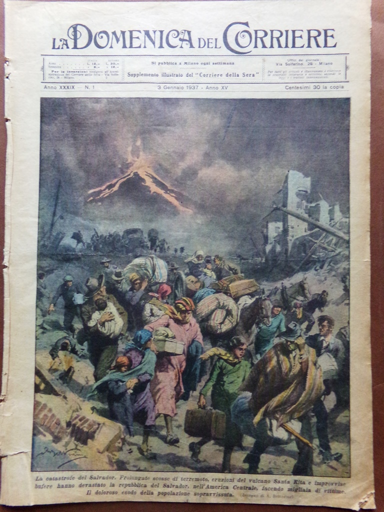 La Domenica del Corriere 3 Gennaio 1937 Terremoto Salvador Duce …