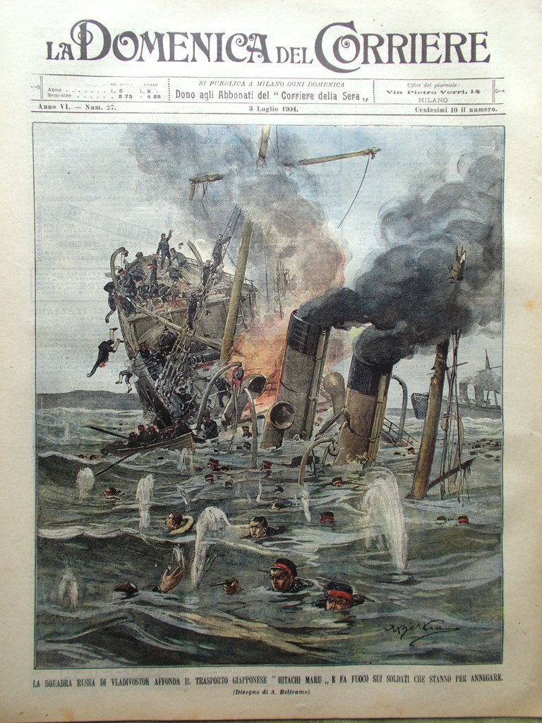 La Domenica del Corriere 3 Luglio 1904 Hitachi-Maru Loggia Osii …