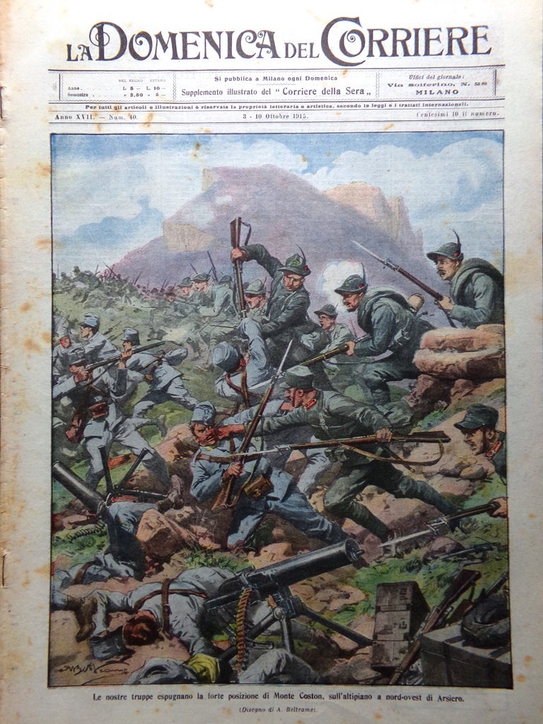 La Domenica del Corriere 3 Ottobre 1915 WW1 Battaglia Isonzo …