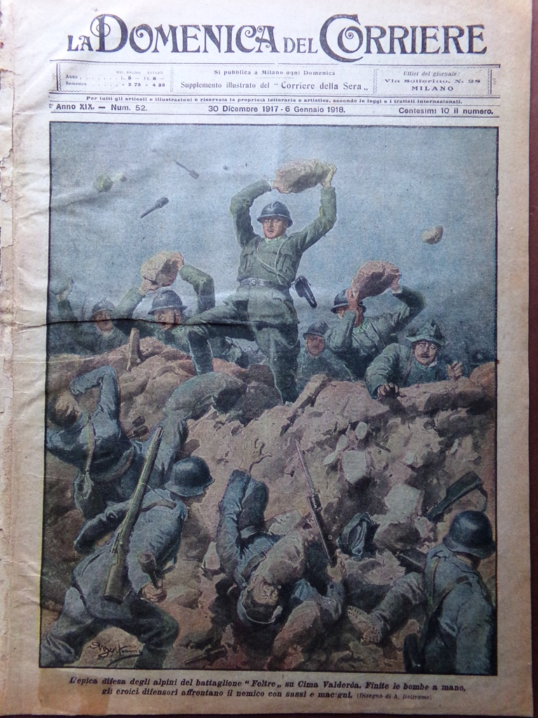 La Domenica del Corriere 30 Dicembre 1917 WW1 Ederle Trua …