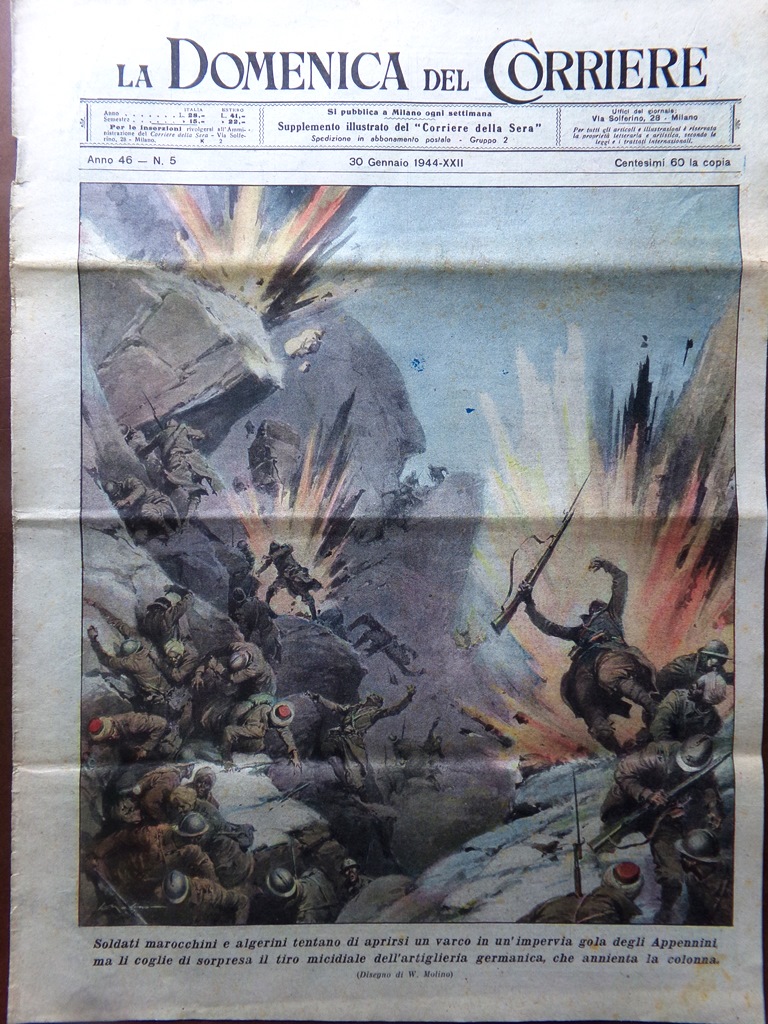 La Domenica del Corriere 30 Gennaio 1944 WW2 Cimitero Pisa …