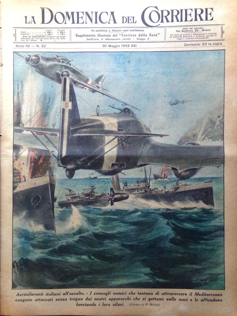 La Domenica del Corriere 30 Maggio 1943 WW2 Bottini Ferite …