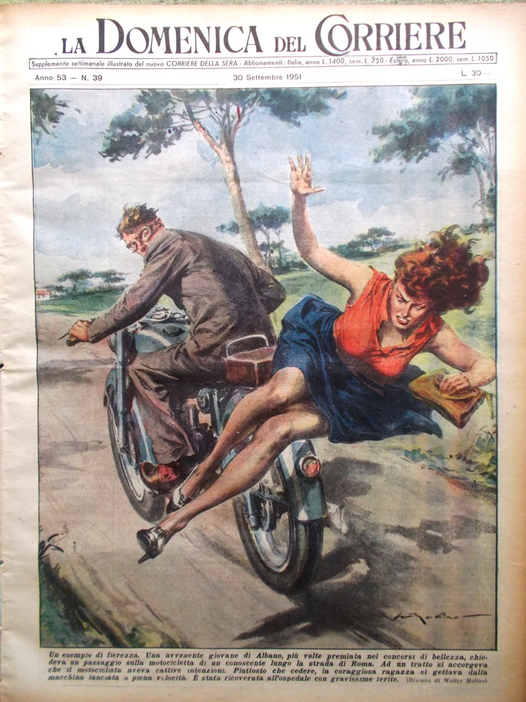 La Domenica del Corriere 30 Settembre 1951 Tone Neal Ponte …
