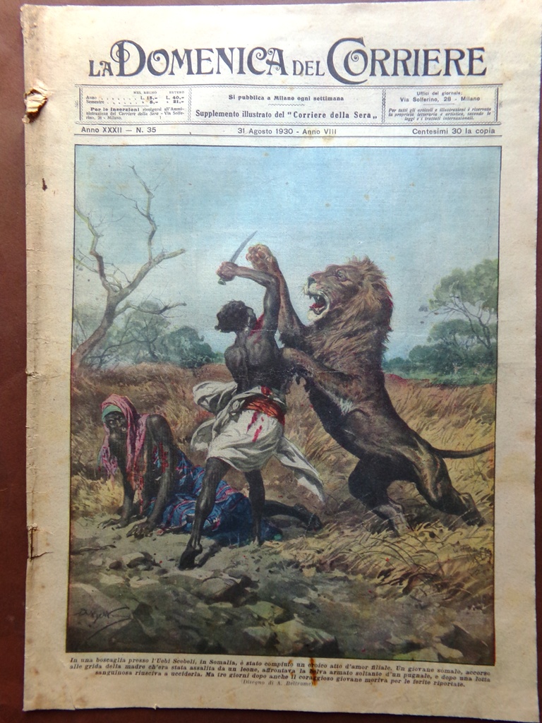 La Domenica del Corriere 31 Agosto 1930 Madonna Grottaferrata Mussolini …