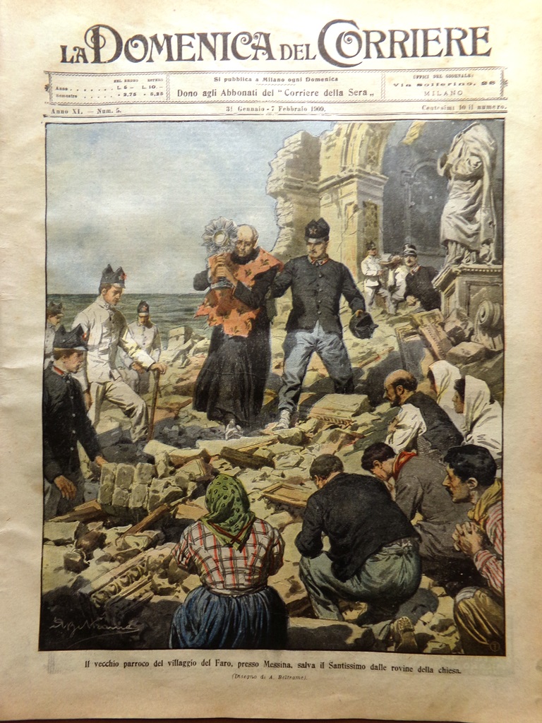 La Domenica del Corriere 31 Gennaio 1909 Messina Cannitello Ruffo …