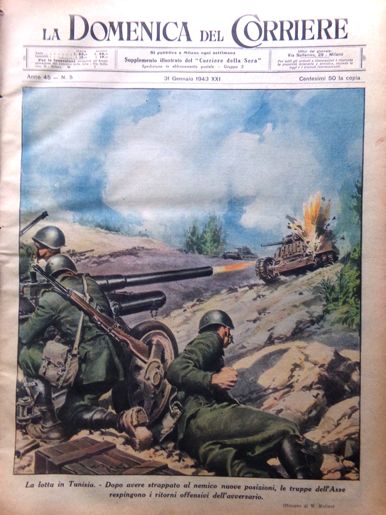La Domenica del Corriere 31 Gennaio 1943 WW2 Vigili Fuoco …