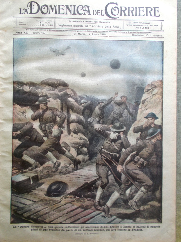 La Domenica del Corriere 31 Marzo 1918 WW1 Bombe Venezia …