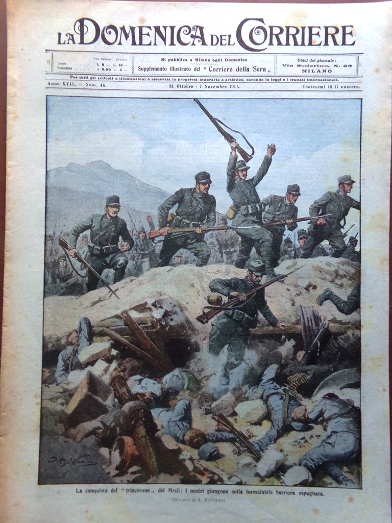 La Domenica del Corriere 31 Ottobre 1915 WW1 Mrzli Pompilj …