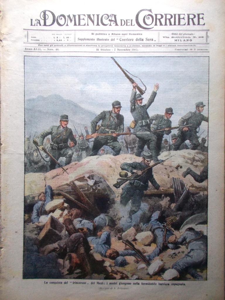 La Domenica del Corriere 31 Ottobre 1915 WW1 Mrzli Pompilj …