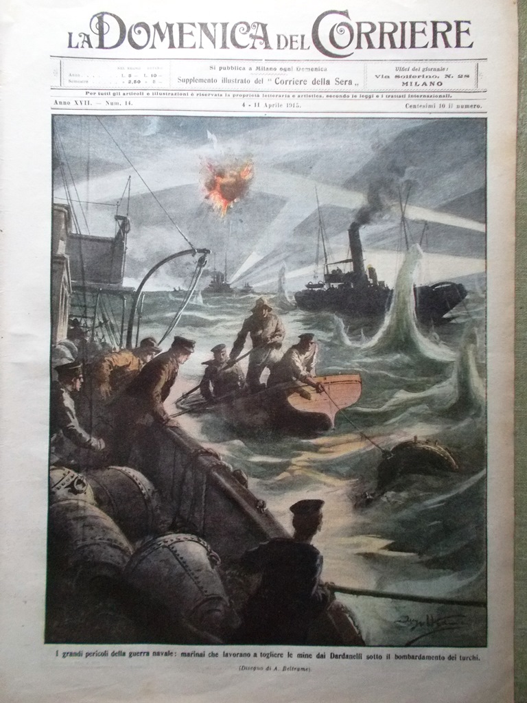 La Domenica del Corriere 4 Aprile 1915 WW1 Dardanelli Vosgi …