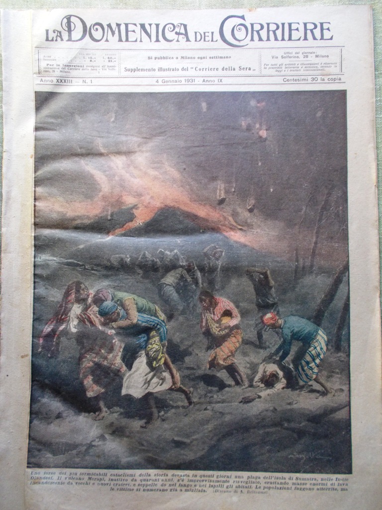 La Domenica del Corriere 4 Gennaio 1931 Eruzione Sumatra Carnera …