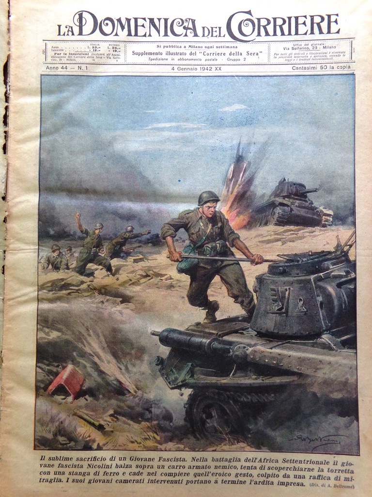 La Domenica del Corriere 4 Gennaio 1942 WW2 Mazzoni Malacca …