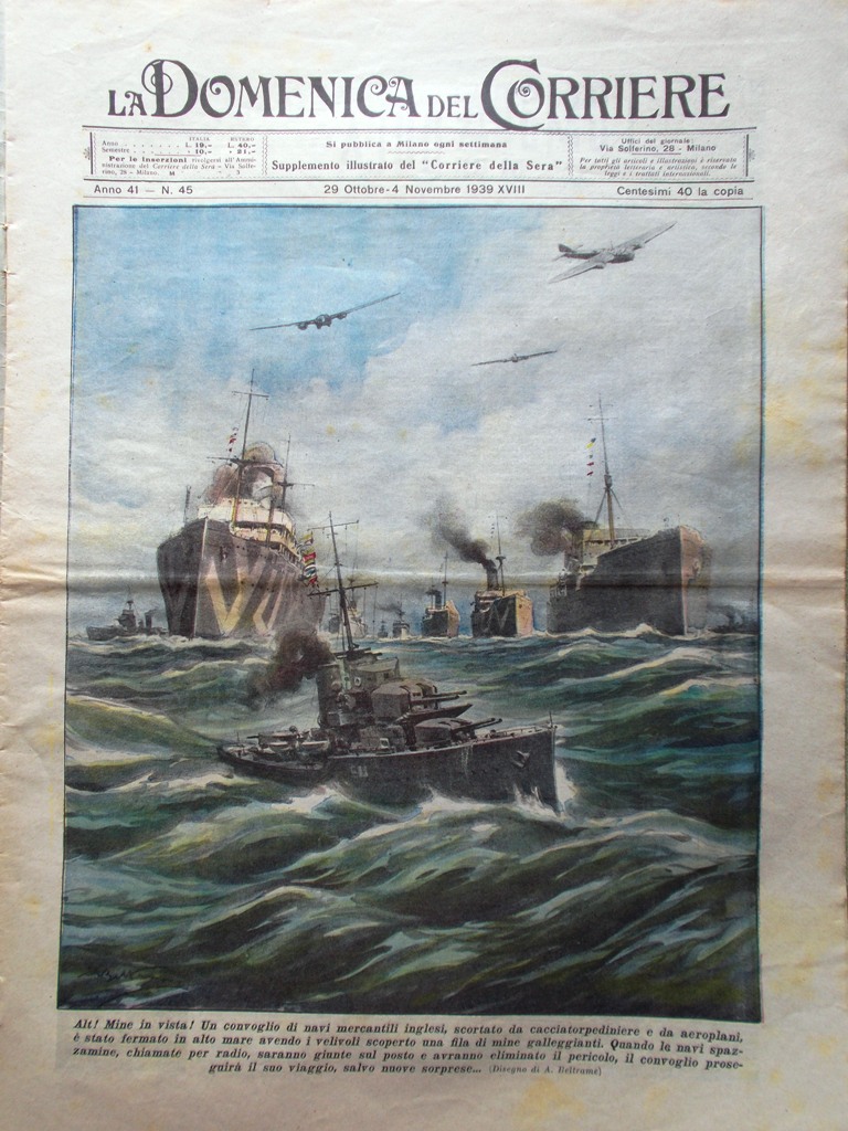 La Domenica del Corriere 4 Novembre 1939 WW2 Bellini Contadini …