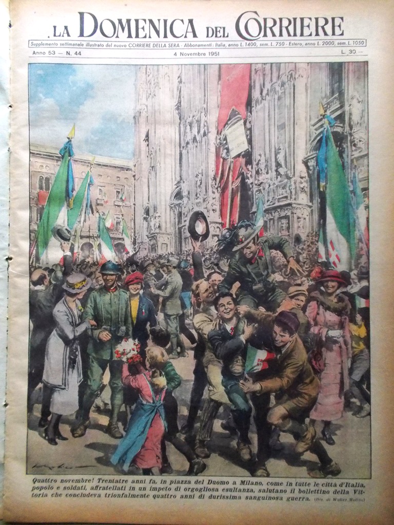 La Domenica del Corriere 4 Novembre 1951 Lopez Filippi Lollobrigida …