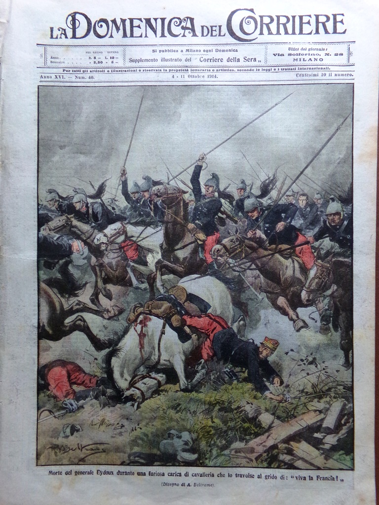 La Domenica del Corriere 4 Ottobre 1914 WW1 Prussia Guerra …