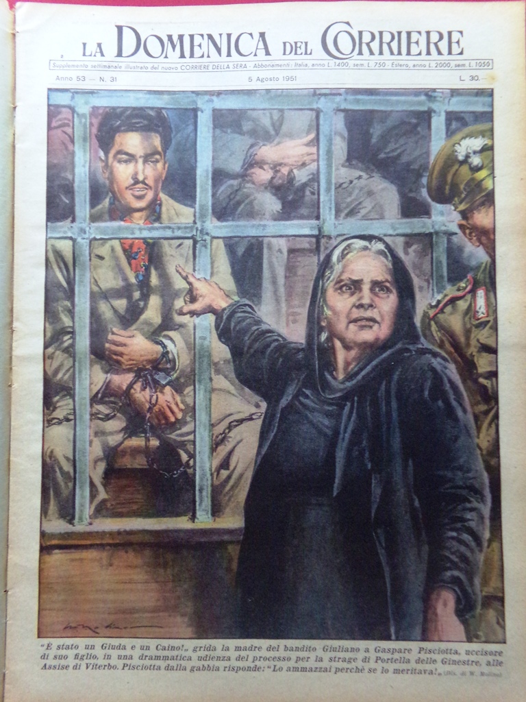 La Domenica del Corriere 5 Agosto 1951 Pisciotta Bartali Cometa …