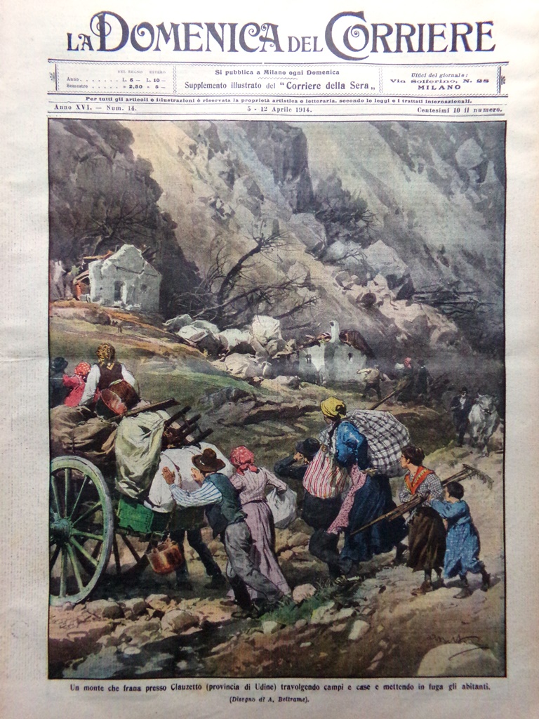 La Domenica del Corriere 5 Aprile 1914 Frana Clauzetto Mistral …