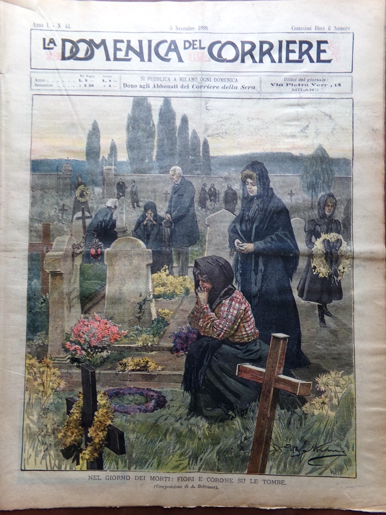 La Domenica del Corriere 5 Novembre 1899 Arte nei Cimiteri …