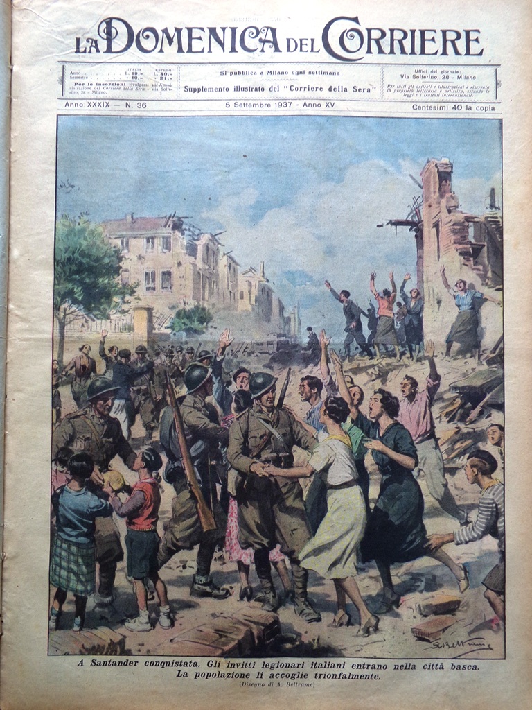 La Domenica del Corriere 5 Settembre 1937 Shangai Impero Marconi …