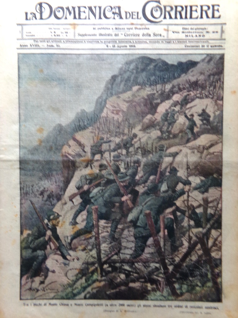 La Domenica del Corriere 6 Agosto 1916 WW1 Cosacchi Val …