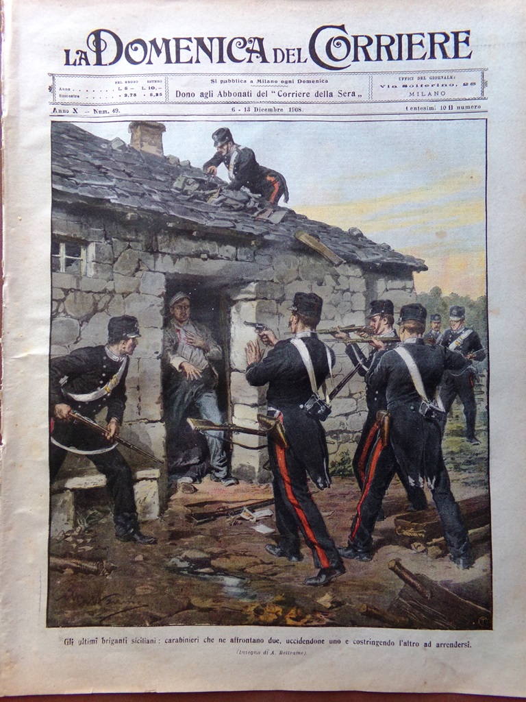 La Domenica del Corriere 6 Dicembre 1908 Briganti Steinheil Dorando …