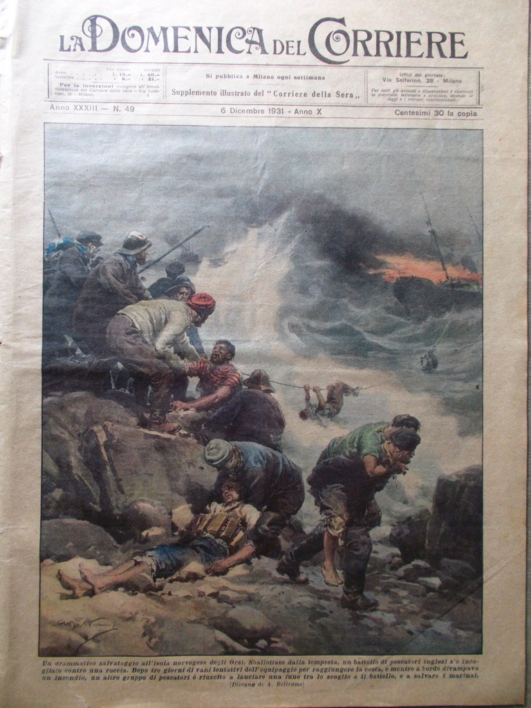 La Domenica del Corriere 6 Dicembre 1931 Marconi Onde Ultracorte …