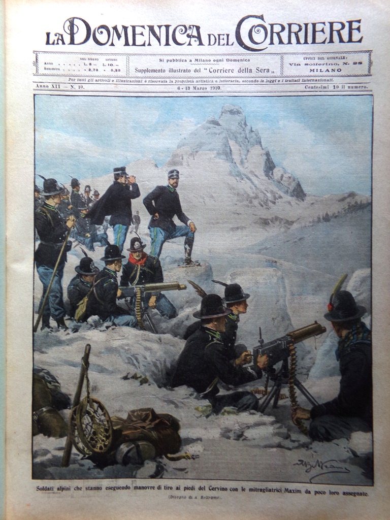 La Domenica del Corriere 6 Marzo 1910 Quadro Mille Helberg …
