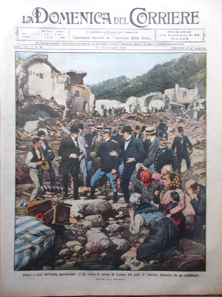 La Domenica del Corriere 6 Novembre 1910 Nubifragio Cetara Casamicciola …