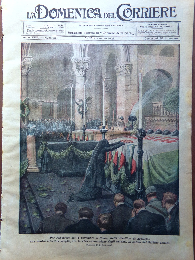 La Domenica del Corriere 6 Novembre 1921 Aquileia Salma Milite …