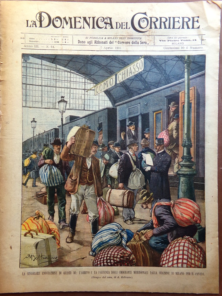 La Domenica del Corriere 7 Aprile 1901 Emigranti Scioperi Marsiglia …