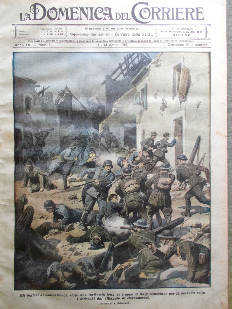 La Domenica del Corriere 7 Aprile 1918 WW1 Battaglia in …