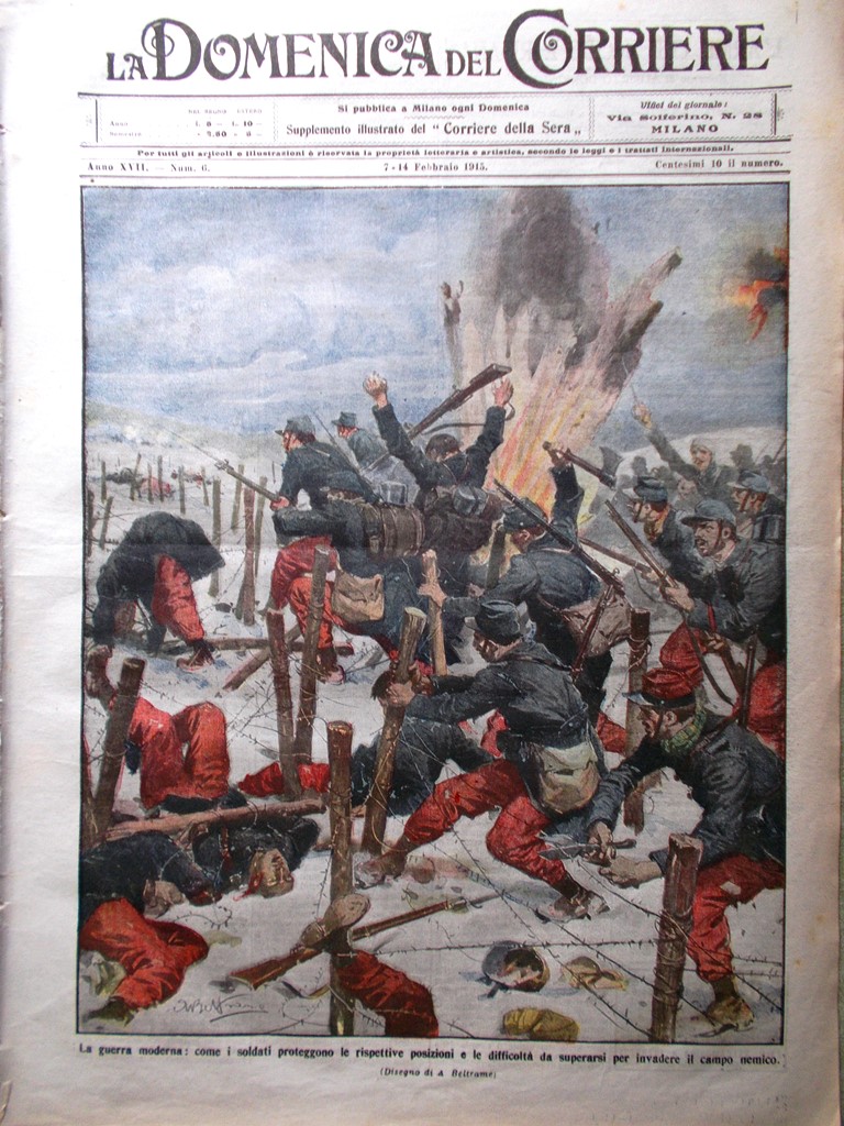 La Domenica del Corriere 7 Febbraio 1915 WW1 Giordano Avezzano …